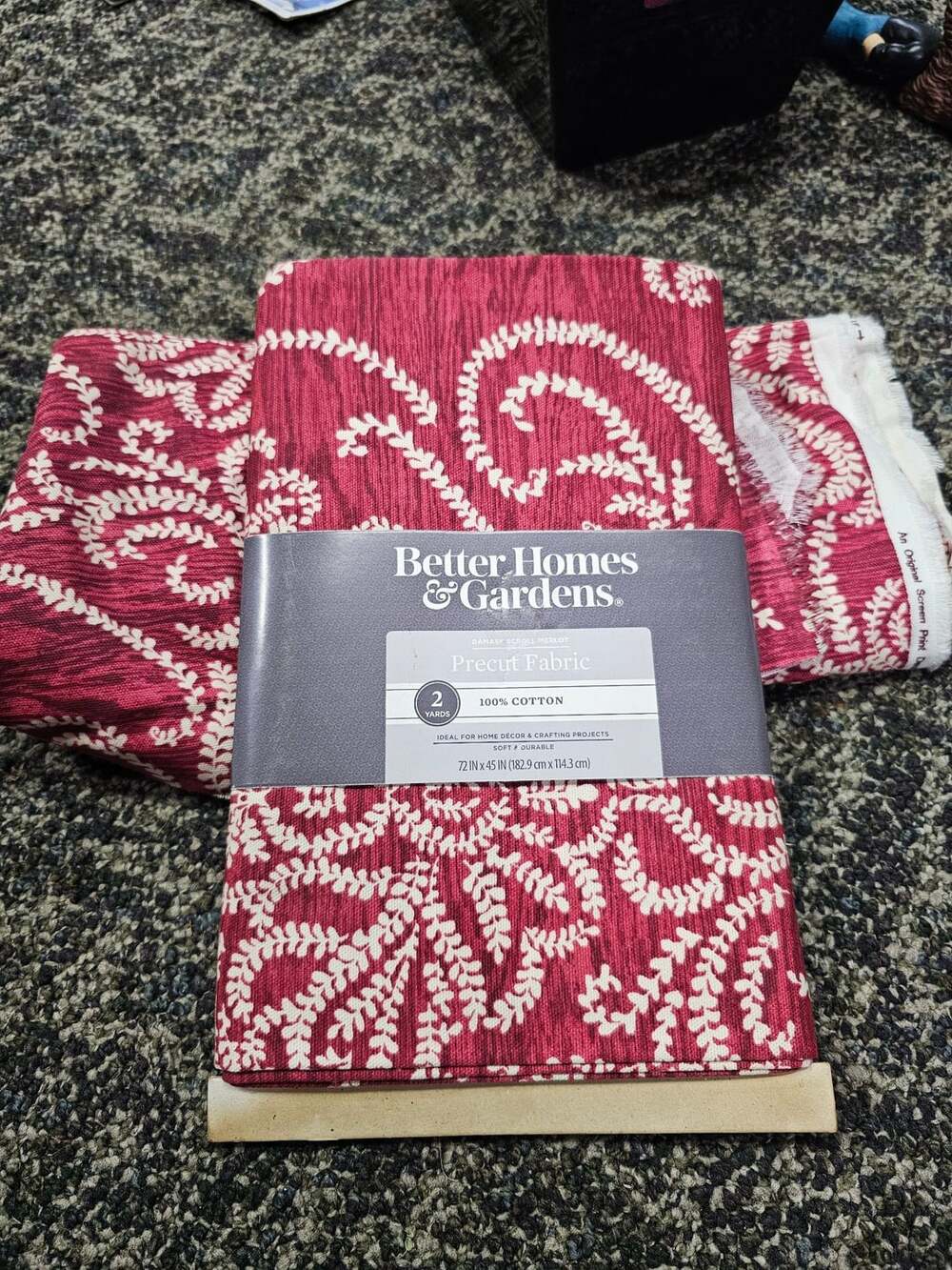 Better Homes & Gardens Precut Fabric 2 Yards Damask Scroll Merlot